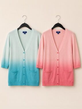 Tabi 100% Cotton Ombré Cardigan Sweaters Size Medium Pink Blue Set of 2
